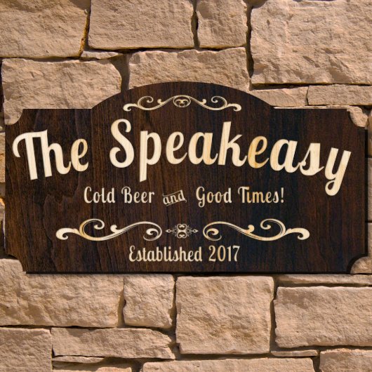 Cold Beer and Good Times Wooden Bar Sign (Front)