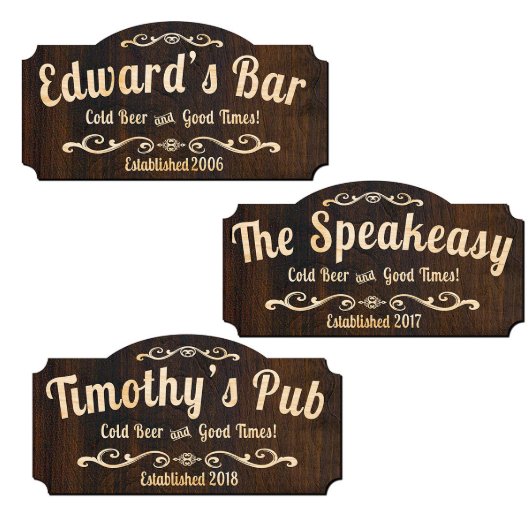 Cold Beer and Good Times Wooden Bar Sign (Front)