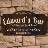 Cold Beer and Good Times Wooden Bar Sign (Front)
