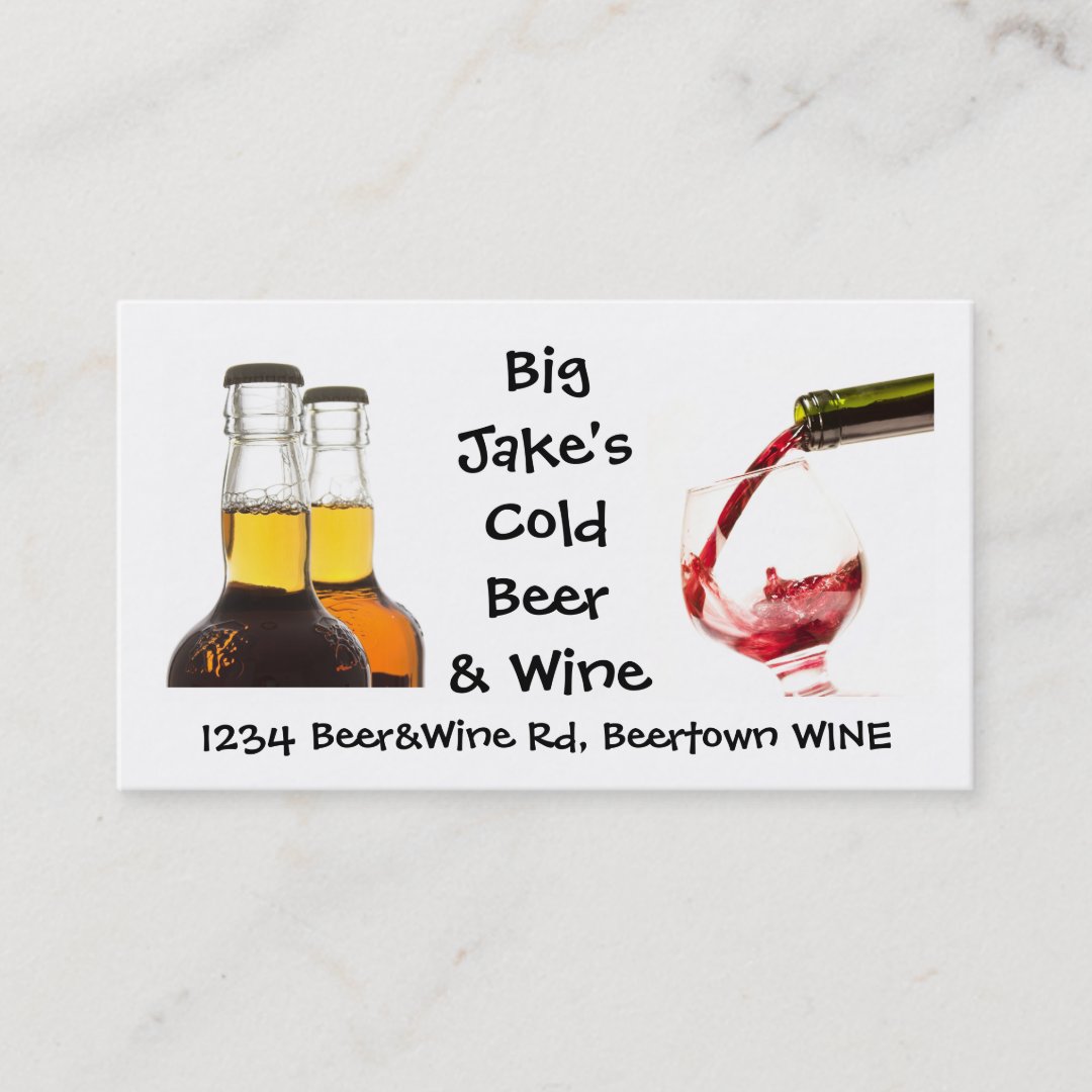 Cold Beer and Wine Liquor Store Business Card Zazzle