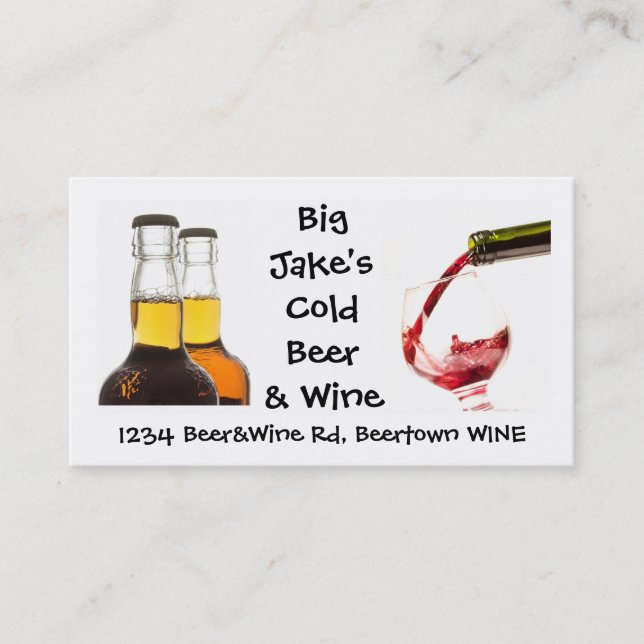 Cold Beer and Wine Liquor Store Business Card (Front)