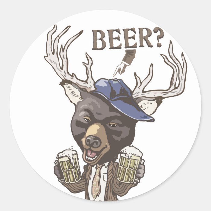 Cold Beer? Funny Beer Deer Hybrid Sticker