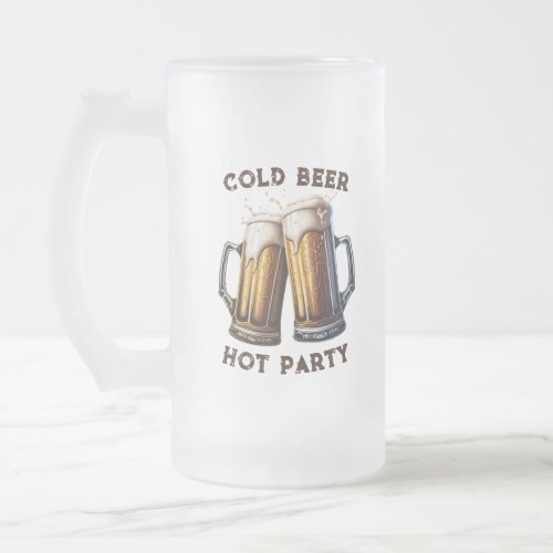 Cold Beer Hot Party Two Pints Perfect Combo Frosted Glass Beer Mug