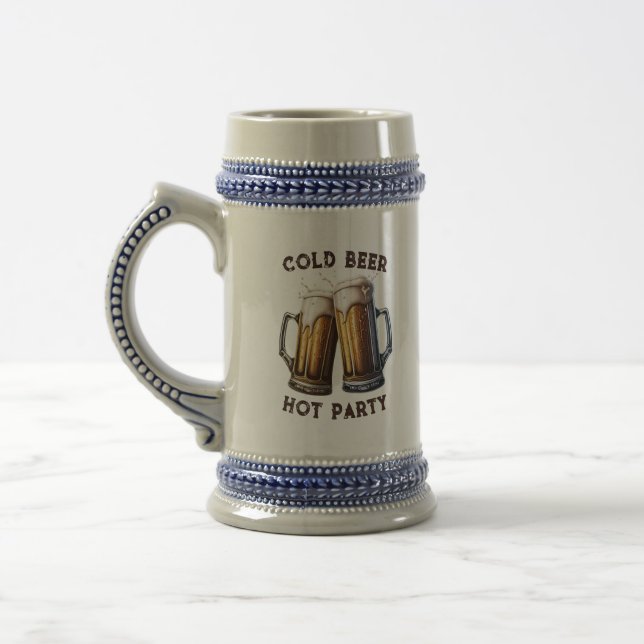 Cold Beer Hot Party Two Pints Perfect Combo Stein (Left)