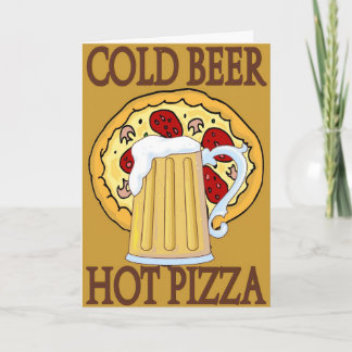Cold Beer, Hot Pizza Holiday Card