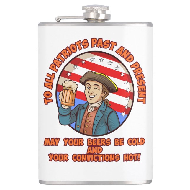 Cold beer on July 4th Flask (Front)