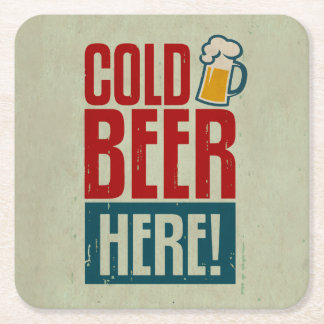 Cold Beer Square Paper Coaster