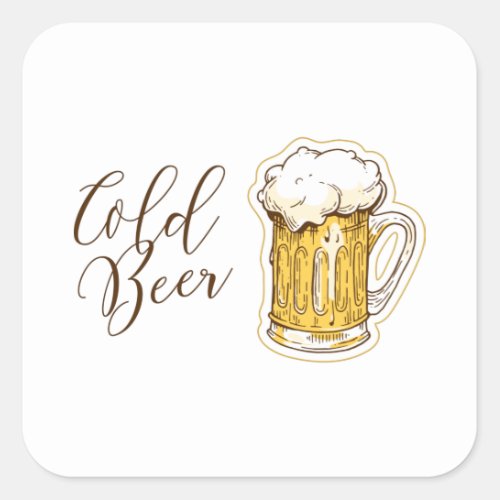 Cold beer square sticker