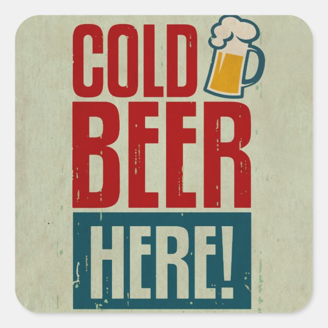 Cold Beer Square Sticker (Front)