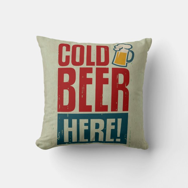 Cold Beer Throw Pillow (Front)