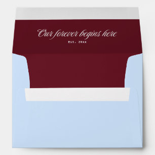 Cold Blue and Burgundy Wedding Envelope