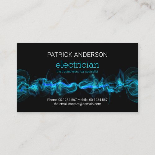 Cold Blue Lightning Strike Electrical Contractor Business Card