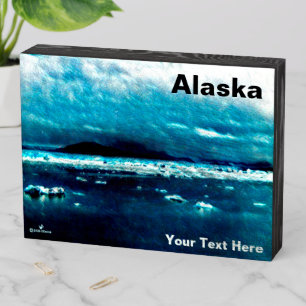 Cold Blue Sea Wooden Box Sign