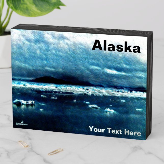 Cold Blue Sea Wooden Box Sign (In Situ Horizontal)