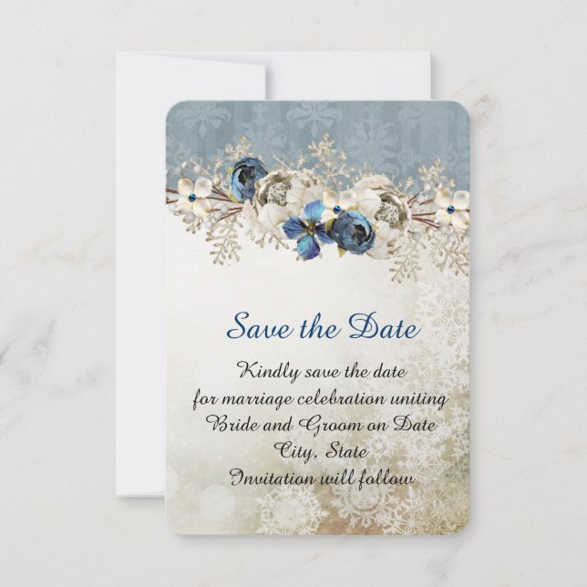 Cold Blue Winter Day Save the date (Front)
