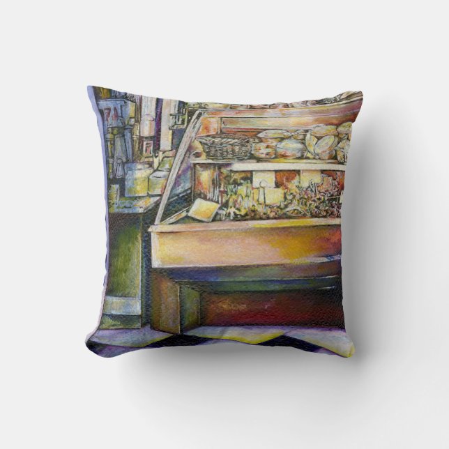 Cold Brew in a Hot Deli Throw Pillow (Front)