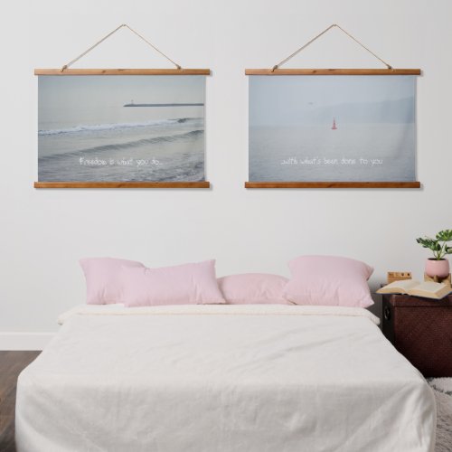 Cold calm sea on a winter day hanging tapestry