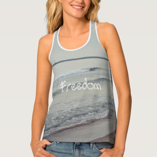 Cold calm sea on a winter day tank top