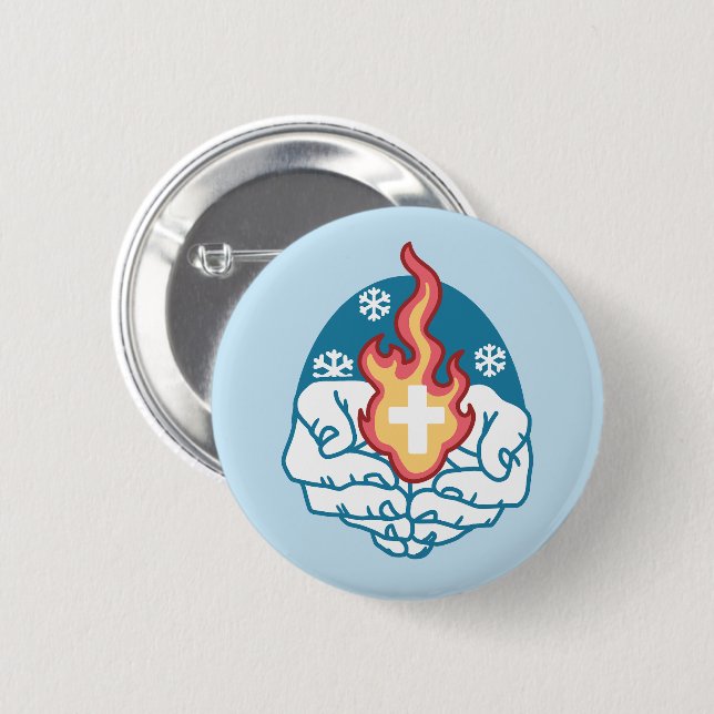 Cold Change, Faith's Fire - Motivational Christian Button (Front & Back)