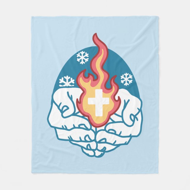 Cold Change, Faith's Fire - Motivational Christian Fleece Blanket (Front)