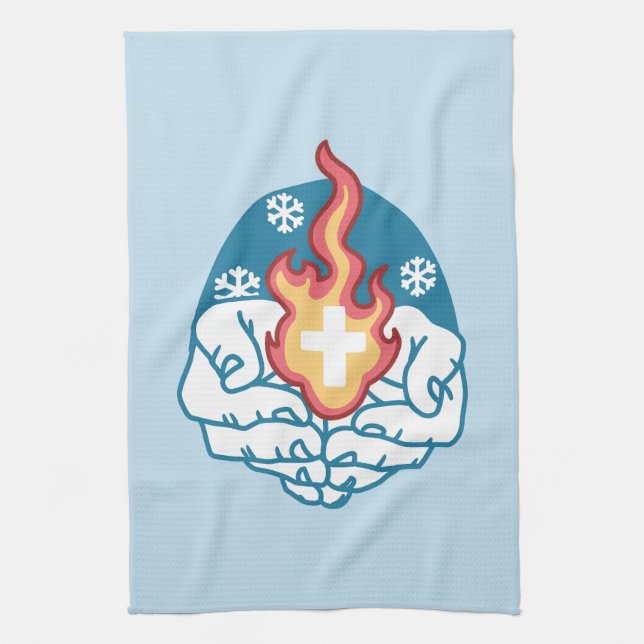 Cold Change, Faith's Fire - Motivational Christian Kitchen Towel (Vertical)