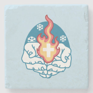 Cold Change, Faith's Fire - Motivational Christian Stone Coaster