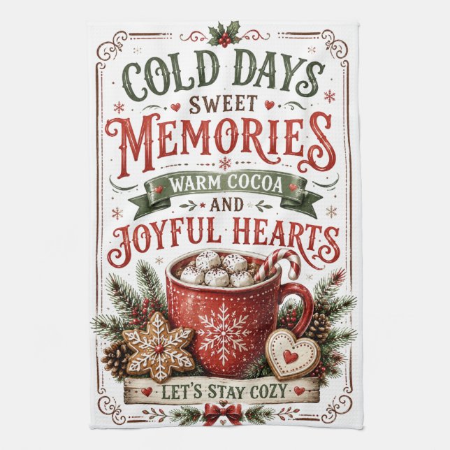 Cold Days Sweet Memories Kitchen Towel (Vertical)