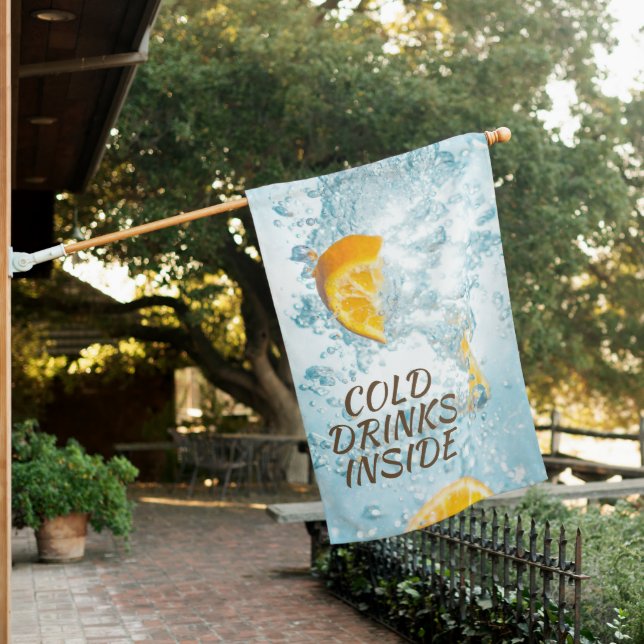 Cold Drink Lemon Inside Store House Flag (In SItu)