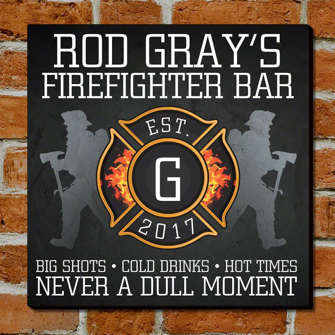 Cold Drinks Daybreak Firefighter Wooden Bar Sign  (Front)