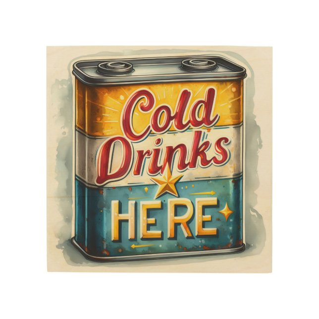 Cold drinks here tin sign (Front)