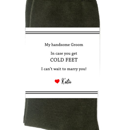 Cold Feet Classic Groom Wedding Socks Label (Front)