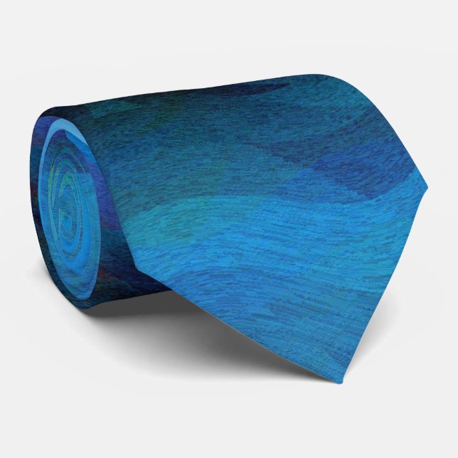 Cold Flame cool blue modern abstract art Neck Tie (Rolled)