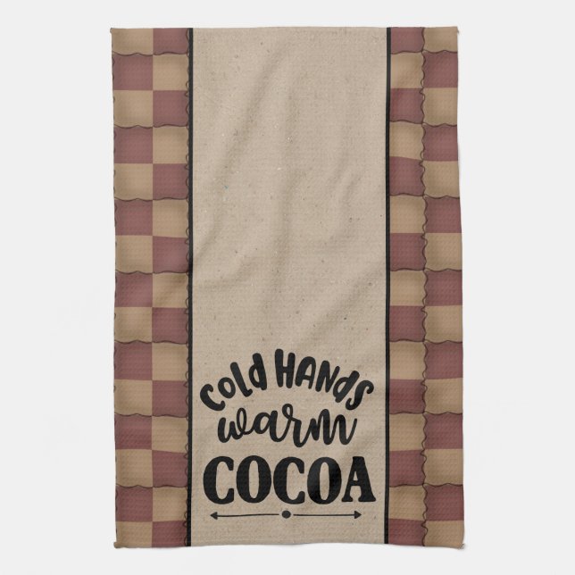 Cold Hands Warm Cocoa - Primitive Style Kitchen Towel (Vertical)