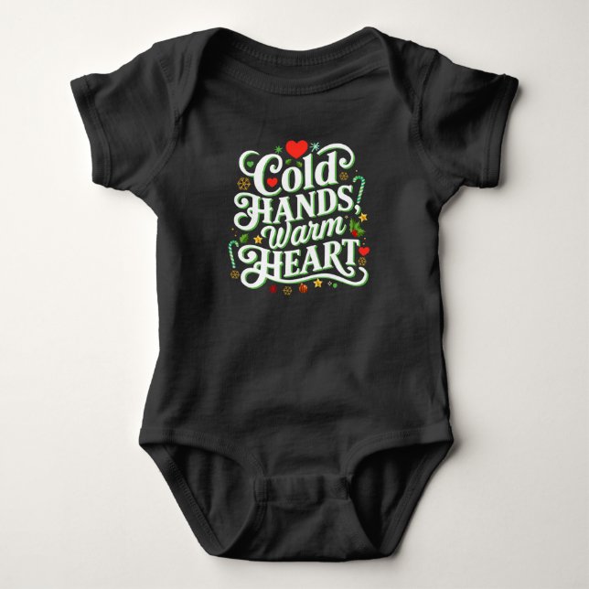Cold Hands, Warm Heart One Piece Baby Bodysuit (Front)