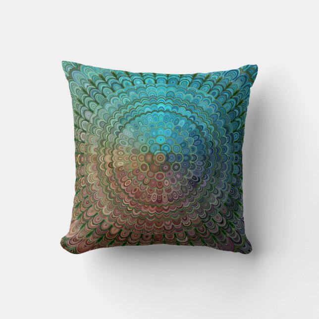 Cold Metal Flower Mandala Throw Pillow (Front)
