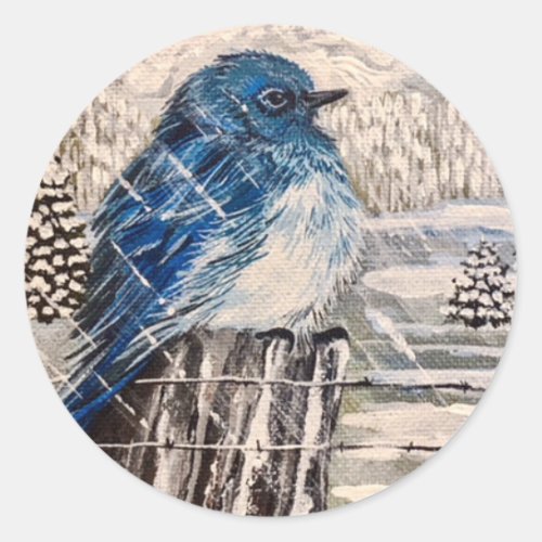 cold Mountain Bluebird Classic Round Sticker