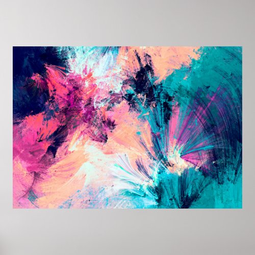 Cold multicolor beautiful futuristic pattern Abst Poster