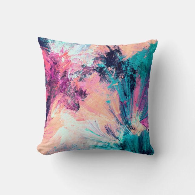 Cold multicolor beautiful futuristic pattern. Abst Throw Pillow (Front)