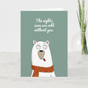 Cold Nights Without You Polar Bear Cute Miss You Card