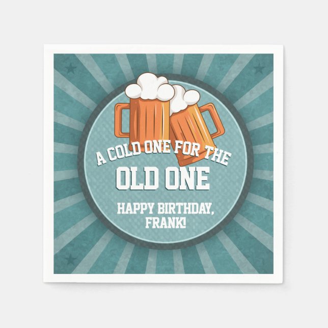 Cold One for the Old One Birthday Party Napkins (Front)