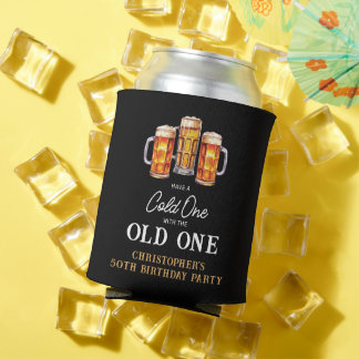 Cold One With The Old One Beer 50th Birthday Can Cooler