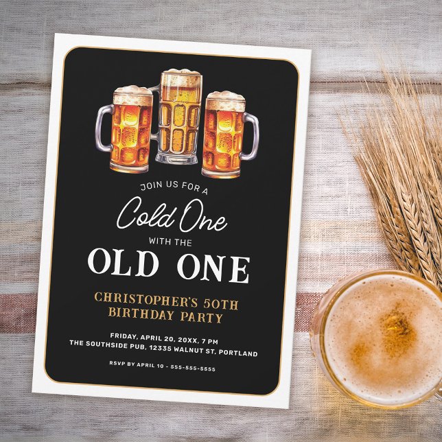 Cold One With The Old One Beer 50th Birthday Invitation (Creator Uploaded)