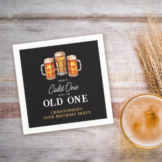 Cold One With The Old One Beer 50th Birthday Napkins