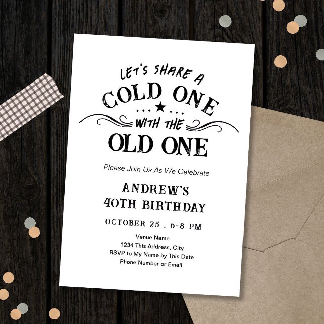 Cold One with the Old One Beer 60th Birthday Invitation (Creator Uploaded)