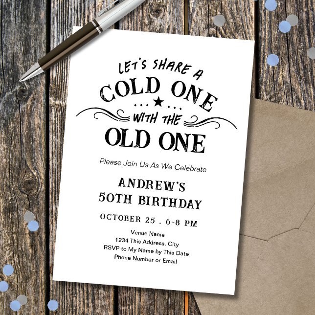 Cold One with the Old One Beer Adult Birthday Invitation (Creator Uploaded)