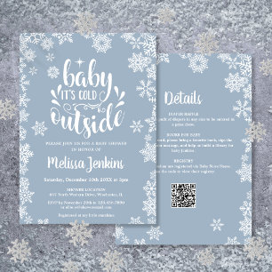 Cold Outside Boy Winter Baby Shower All In One Invitation