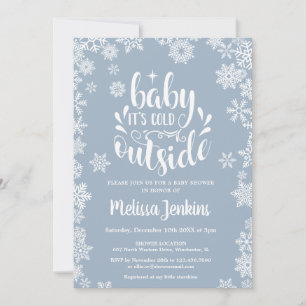 Cold Outside Boy Winter Baby Shower All In One Invitation