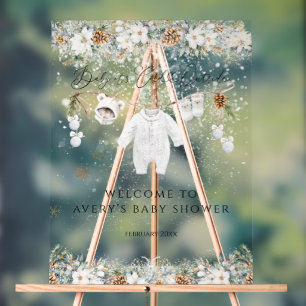 Cold Outside Clothest Line Baby Shower Welcome Acrylic Sign