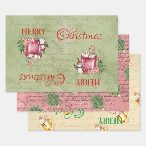Cold Outside Cup Merry Christmas Happy Holidays Wrapping Paper Sheets