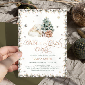Cold Outside Cute Polar Bear Baby Shower Invitation
